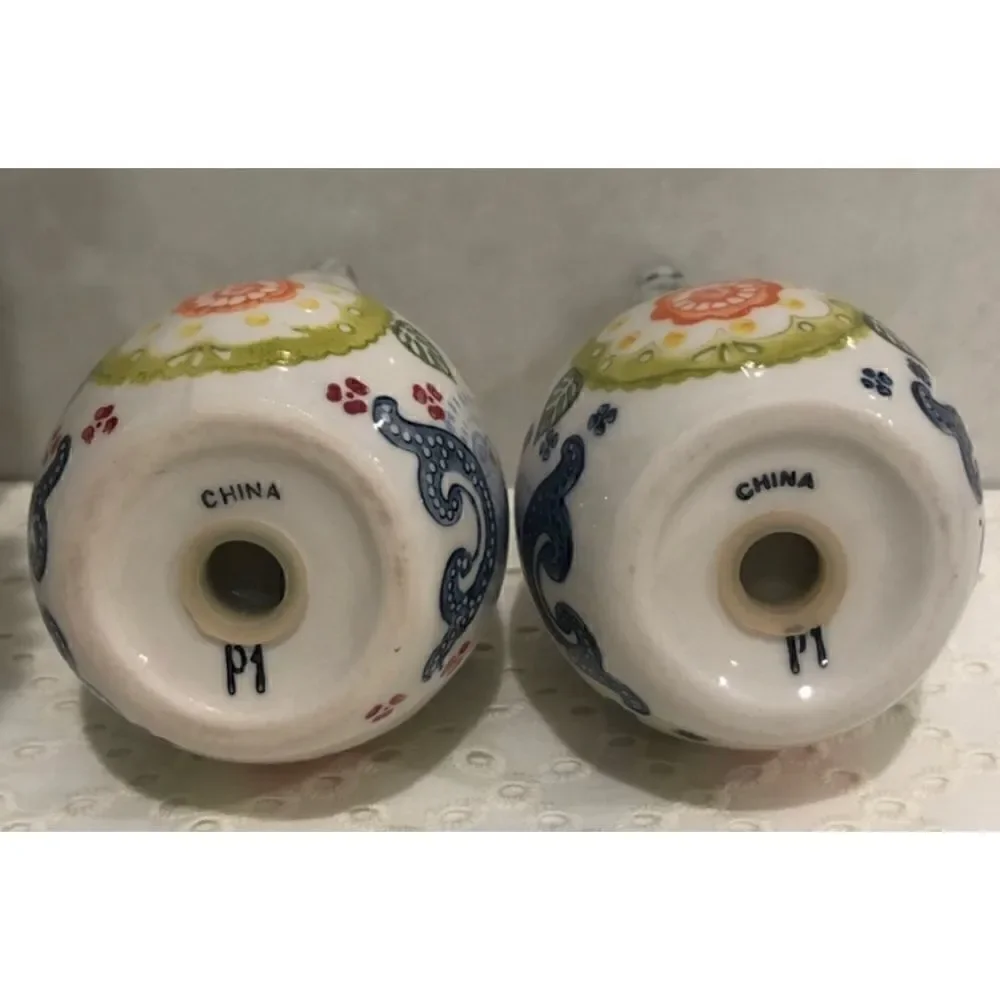 Pier 1 Floral Elephant Salt & Pepper Shakers New/ Retired